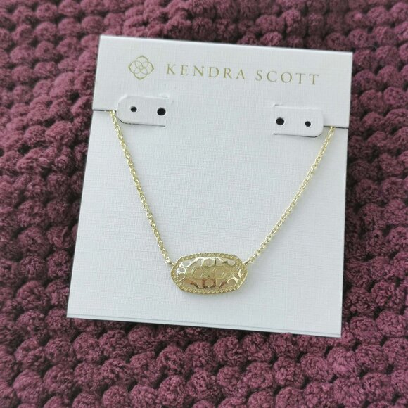 Kendra Scott Gold Filigree Elisa Gold Pendant Necklace NEW WITH POUCH - Picture 1 of 3